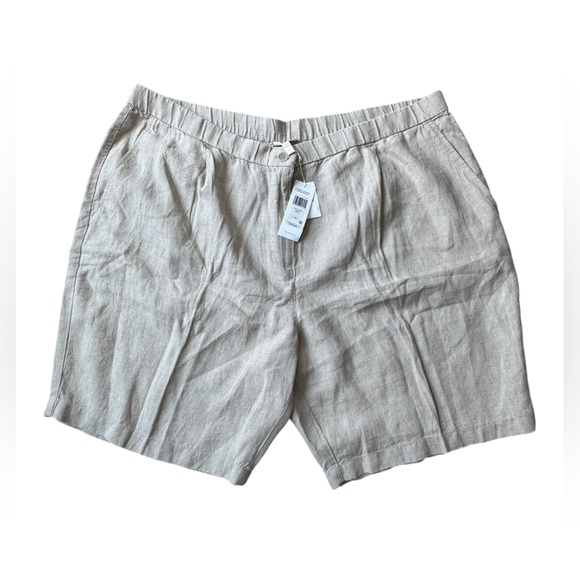 Eileen Fisher Tan Linen Relaxed Shorts - Picture 1 of 4